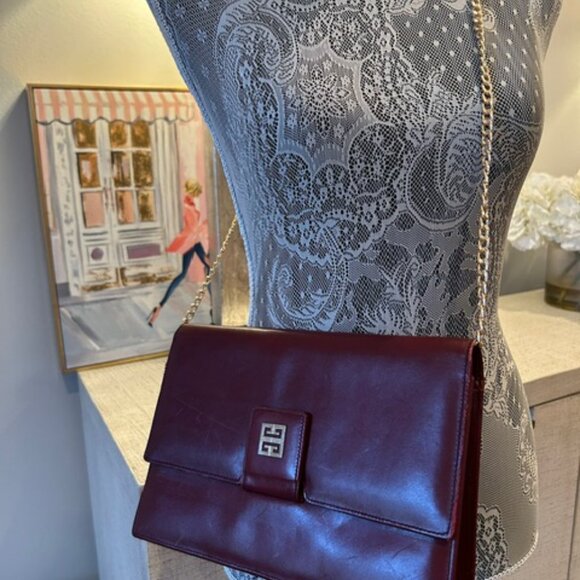 Givenchy Antigona Envelope Collection Bordeaux Leather Clutch - Picture 3 of 13